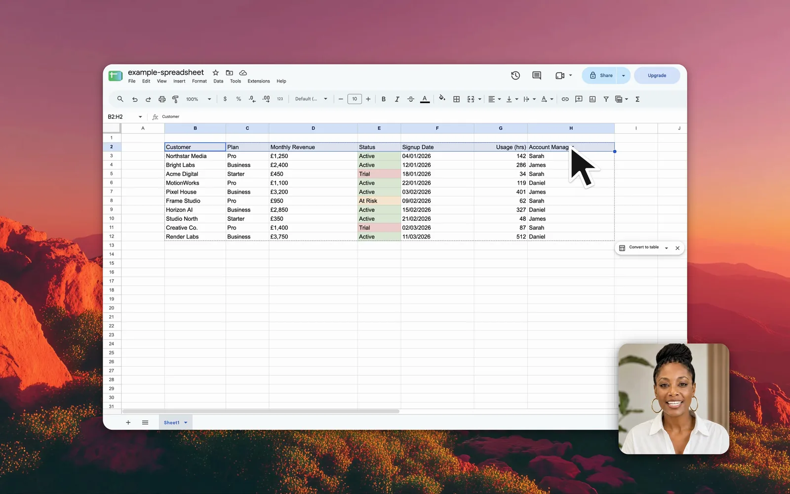 Export settings screenshot